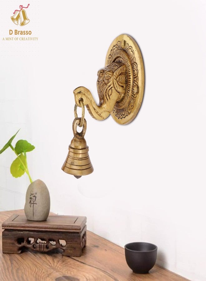 D Brasso Elephant Face Wall & Door Brass Decorative Bell Pair, Elephant Hangings for Decoration (300g Each). - Image 5